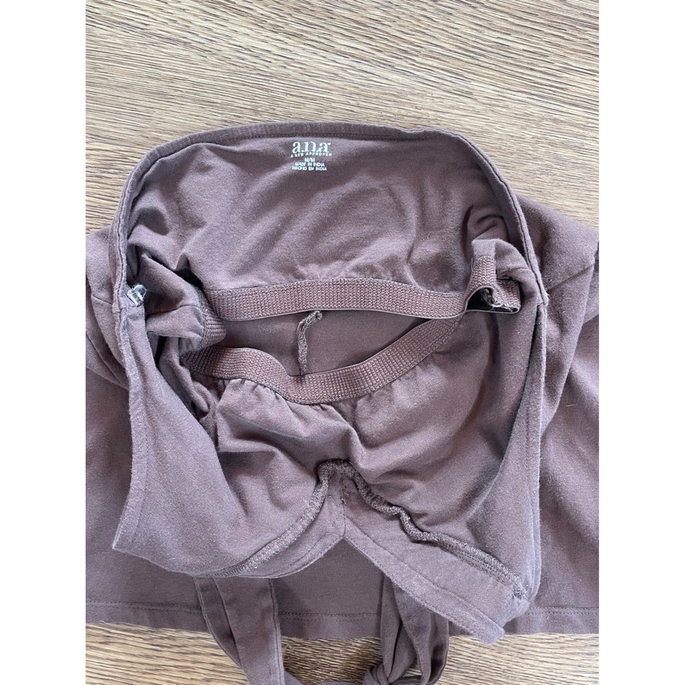 ana A New Approach Brown Beaded Halter Top Medium Y2K Boho Embellished V-Neck - Picture 5 of 5